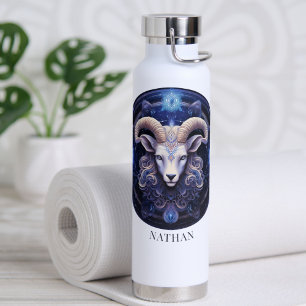 Fantasy Ram Zodiac Symbol Celestial Galaxy Aries Water Bottle