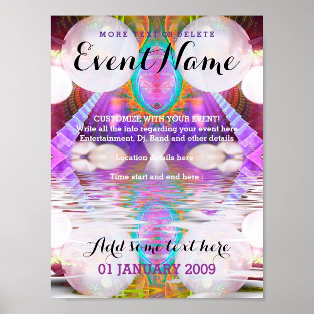 Fantasy Rave Event Customisable Poster Template #1 (Front)