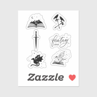 Fantasy reader collection with dagger dragon book