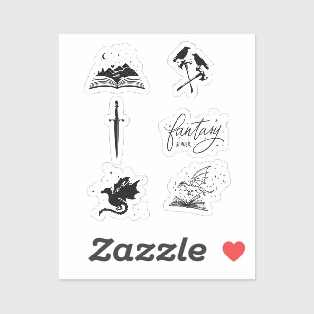 Fantasy reader collection with dagger dragon book (Sheet)