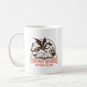 Fantasy readers book club dragon and book coffee mug