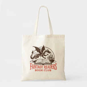 Fantasy readers book club dragon and book tote bag