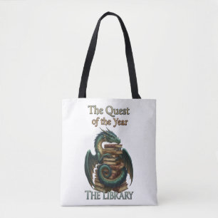 Fantasy Reading Dragon Librarian The Quest of th Tote Bag