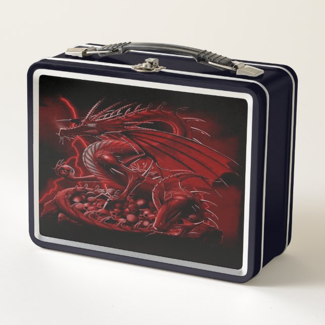 Fantasy Red Dragon Metal Lunch Box (Front)
