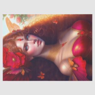 Fantasy Red Fairy Red Flowers Decoupage Tissue Paper