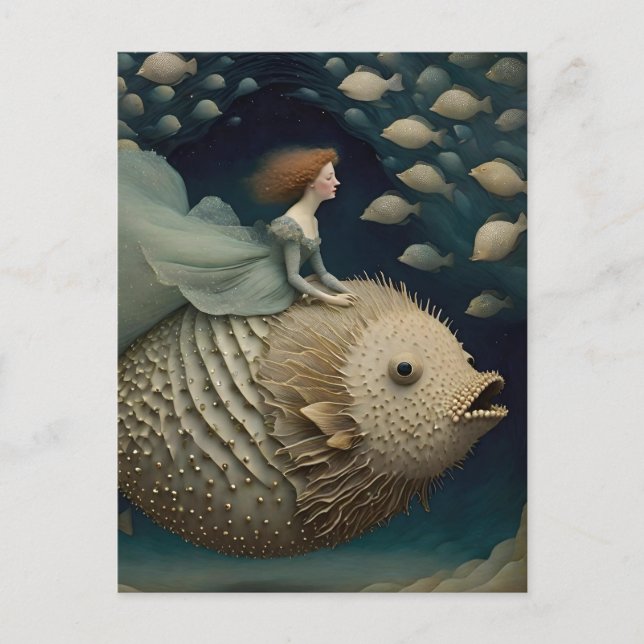 Fantasy Ride on a Pufferfish Postcard (Front)