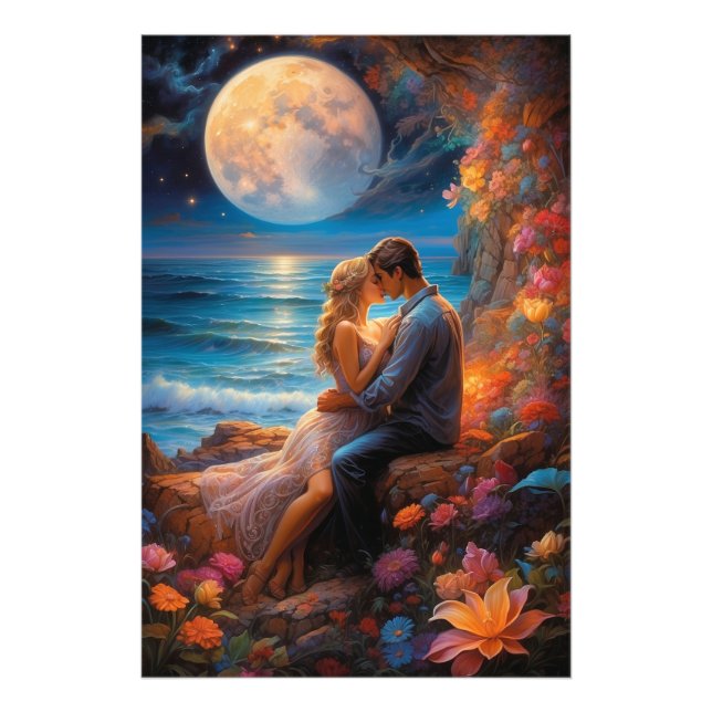 *~* Fantasy Romantic Full Moon AP51 Couple  Photo Print (Front)