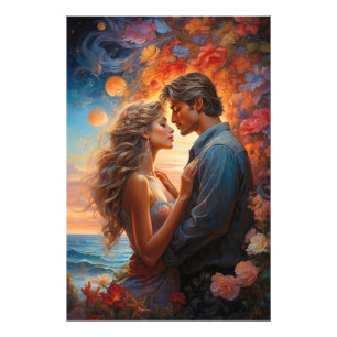 *~* Fantasy Romantic Full Moon AP51 Sunset Photo Print