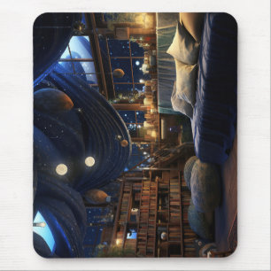Fantasy room in the night  mouse pad