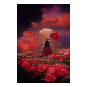 Fantasy Rose Field Under the Sky Poster