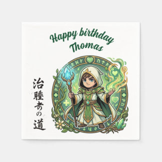Fantasy RPG Healer Anime Chibi Gamer Birthday  Napkin