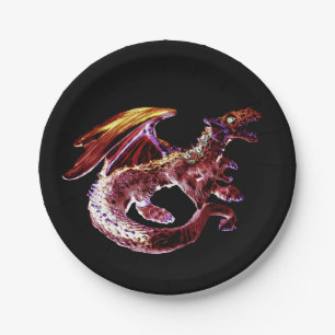 Fantasy Ruby Red Dragon Paper Plate