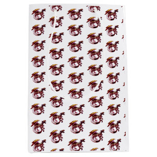 Fantasy Ruby Red Dragon White Medium Gift Bag