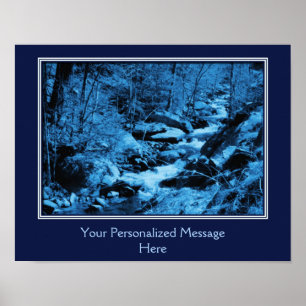Fantasy Rushing Brook In Blue Personalised Words Poster