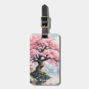 Fantasy Sakura Temples Lake Luggage Tag