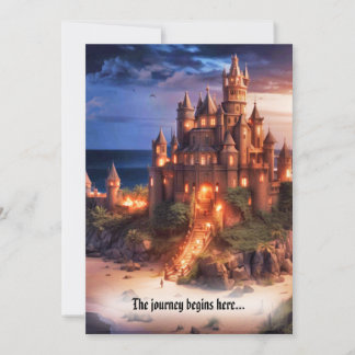 Fantasy Sandcastle Beach Destination Wedding Invitation