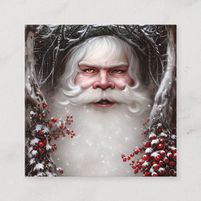 Fantasy Santa Portrait Square Business Card (Front)