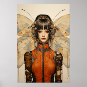 Fantasy Scifi Insect Woman Butterfly Wings Poster