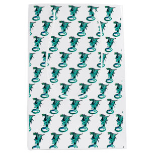 Fantasy Sea Blue Dragon White Medium Gift Bag