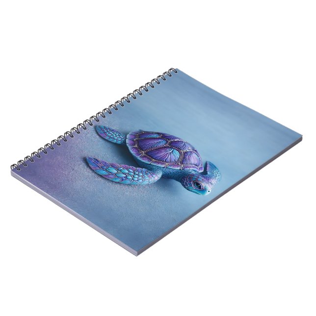 Fantasy Sea Turtle in Blue & Purple, Peaceful  Notebook (Left Side)