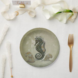 fantasy seahorse paper plate