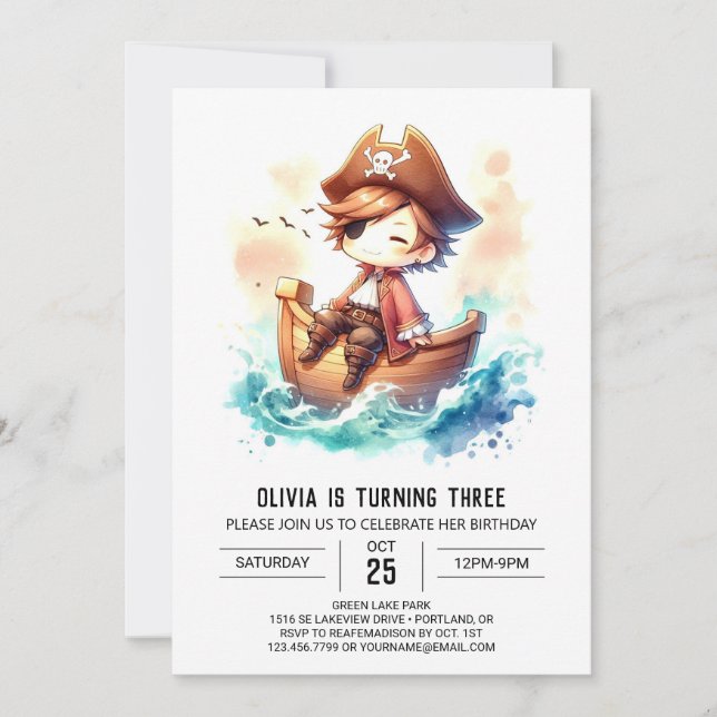 Fantasy Ship Pirate Birthday Invitation (Front)