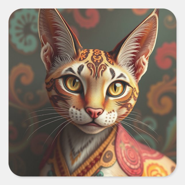Fantasy Siamese Cat Stickers (Front)