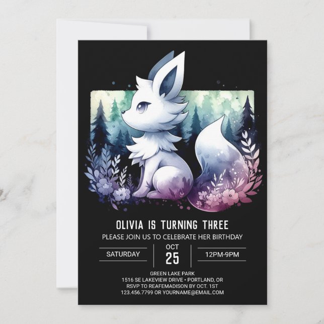 Fantasy Simple Wolf Birthday Invitation (Front)
