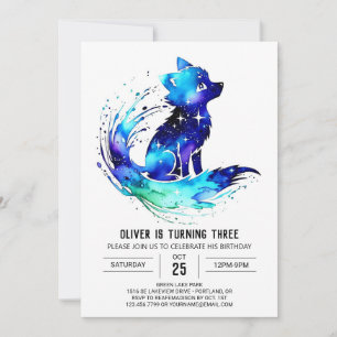 Fantasy Simple Wolf Digital Boy Birthday Invitation