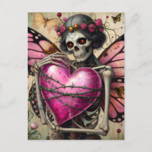 Fantasy Skeleton With Barbed Wire Heart  Postcard