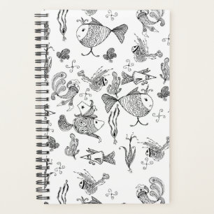 Fantasy sketched fishes creachers plants leaves se planner