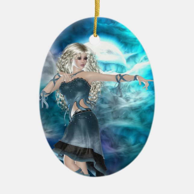 Fantasy Sky Siren Ceramic Tree Decoration (Front)