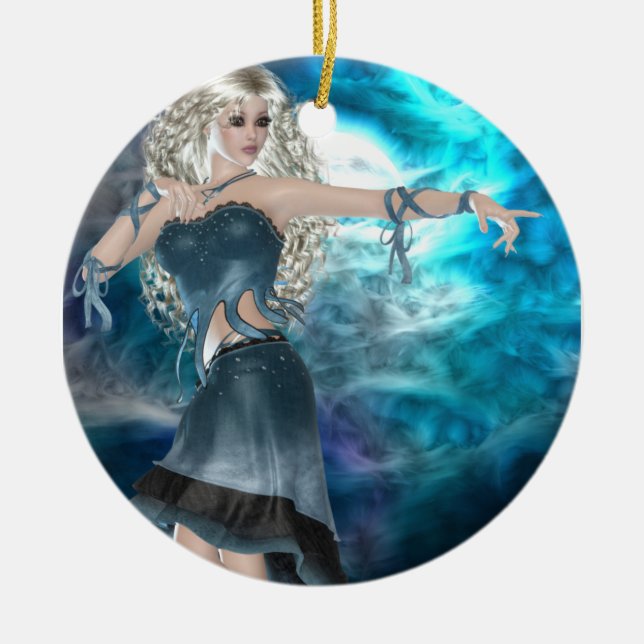 Fantasy Sky Siren Ceramic Tree Decoration (Front)