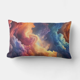 Fantasy Sky Vibe dreamy Multicolored Cloudscape  Lumbar Cushion