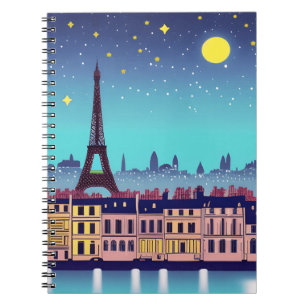 Fantasy Skyline of Paris Under the Stars Notebook