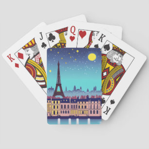 Fantasy Skyline of Paris Under the Stars Playing Cards