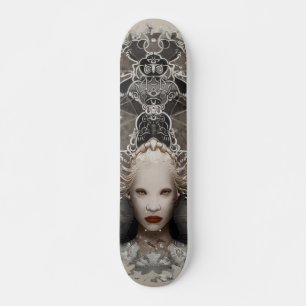 Fantasy Snow Queen on throne with owl Skateboard