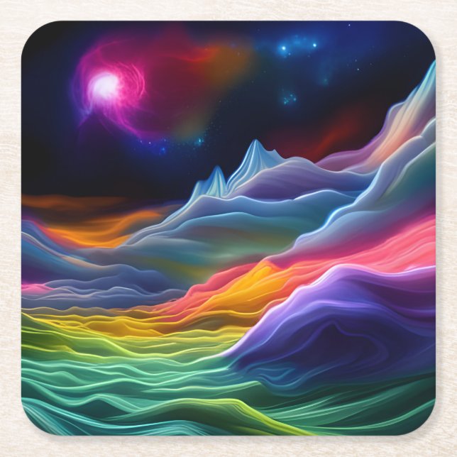 Fantasy Space Escape Square Paper Coaster (Front)