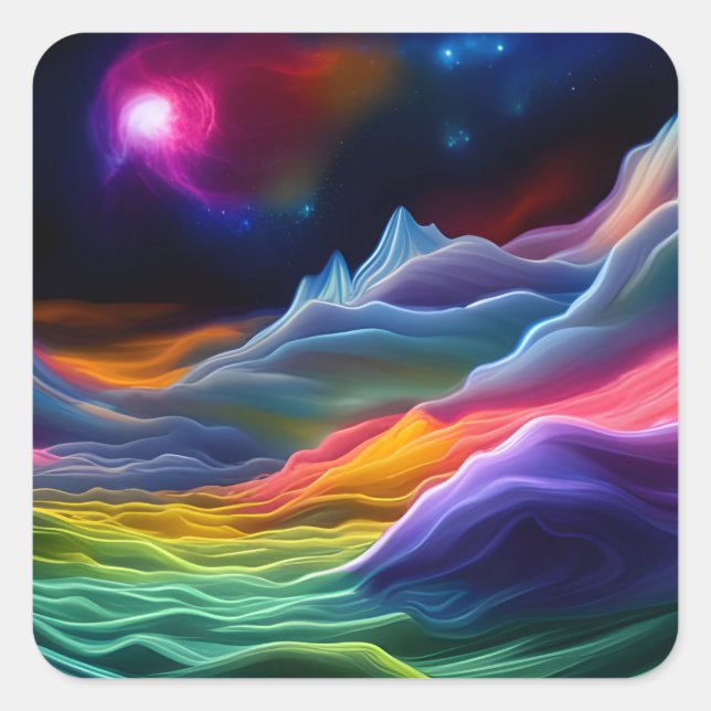 Fantasy Space Escape Square Sticker (Front)