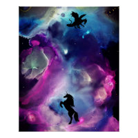 Fantasy Space Nebula Unicorn Dragon Pink blue