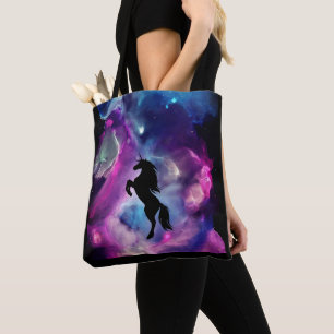 Fantasy Space Nebula Unicorn Pink blue Tote Bag
