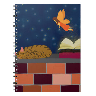 Fantasy Spiral Notebook - Fairy, Book & Cat