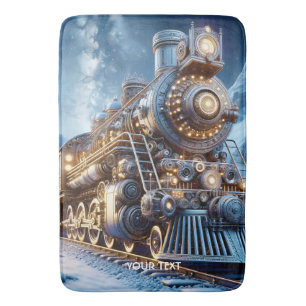 Fantasy Steam Train Winter Bath Mat