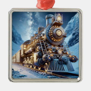 Fantasy Steam Train Winter Metal Ornament