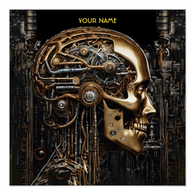 Fantasy Steampunk Cyborg Brain Poster (Front)