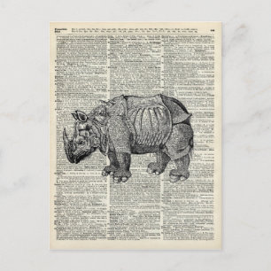 Fantasy steampunk Rhinoceros Postcard