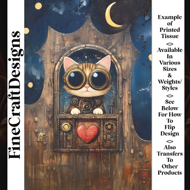 Fantasy Steampunk Tabby Cat Kitten AR1 Decoupage Tissue Paper (Creator Uploaded)