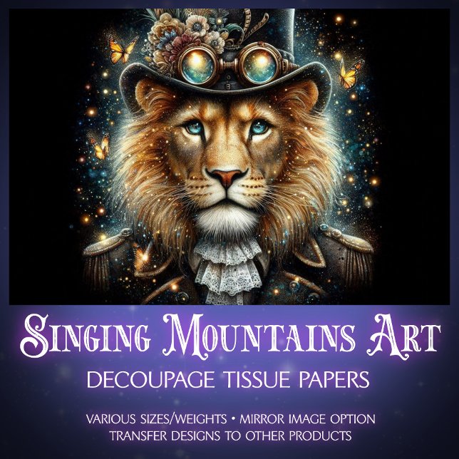 Fantasy Steampunk Victorian Lion Decoupage Tissue Paper (Creator Uploaded)