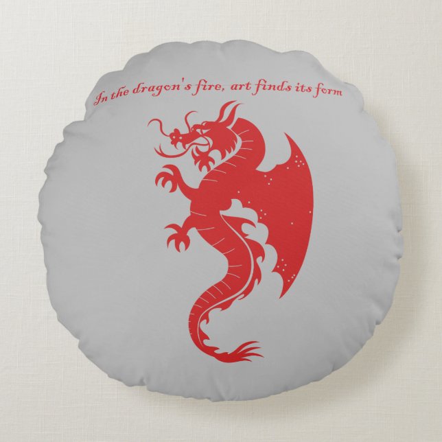 Fantasy Stroke Dragon art merchandise  Round Cushion (Front)