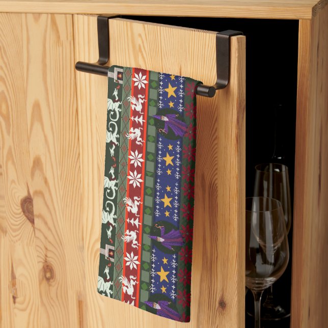Fantasy Style Ugly Sweater Pattern Kitchen Towel (Thirds Fold)